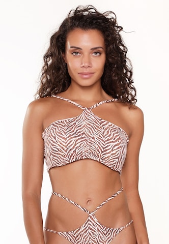 LingaDore Bandeau Bikini Top in Brown: front