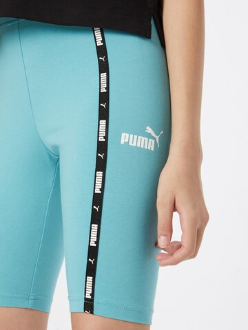 PUMA Skinny Fit Спортен панталон 'Power 9' в синьо