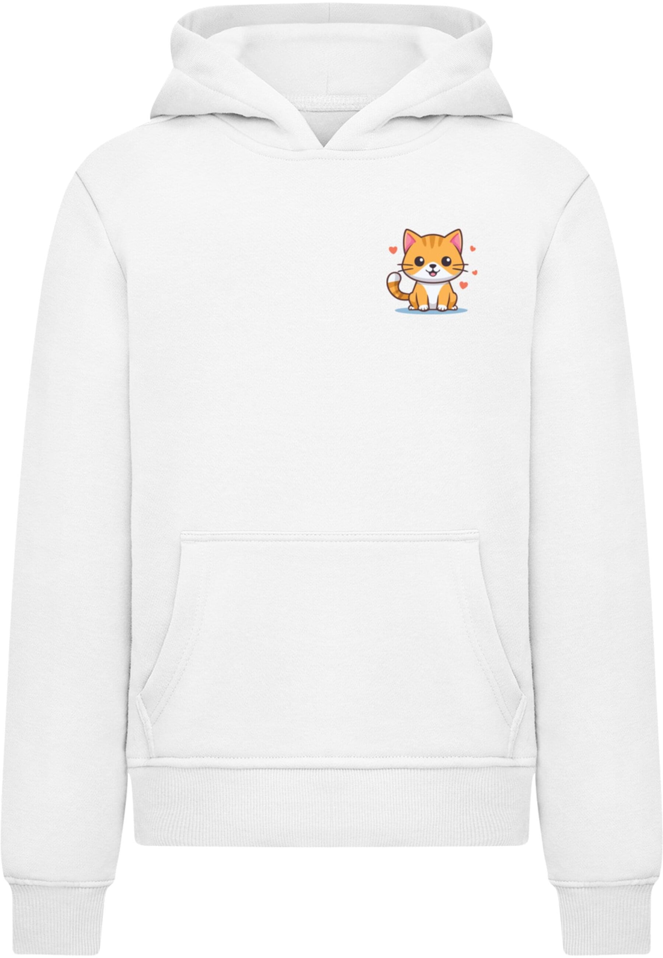 Merchcode Sweatshirt 'Cute Cat' in White: front