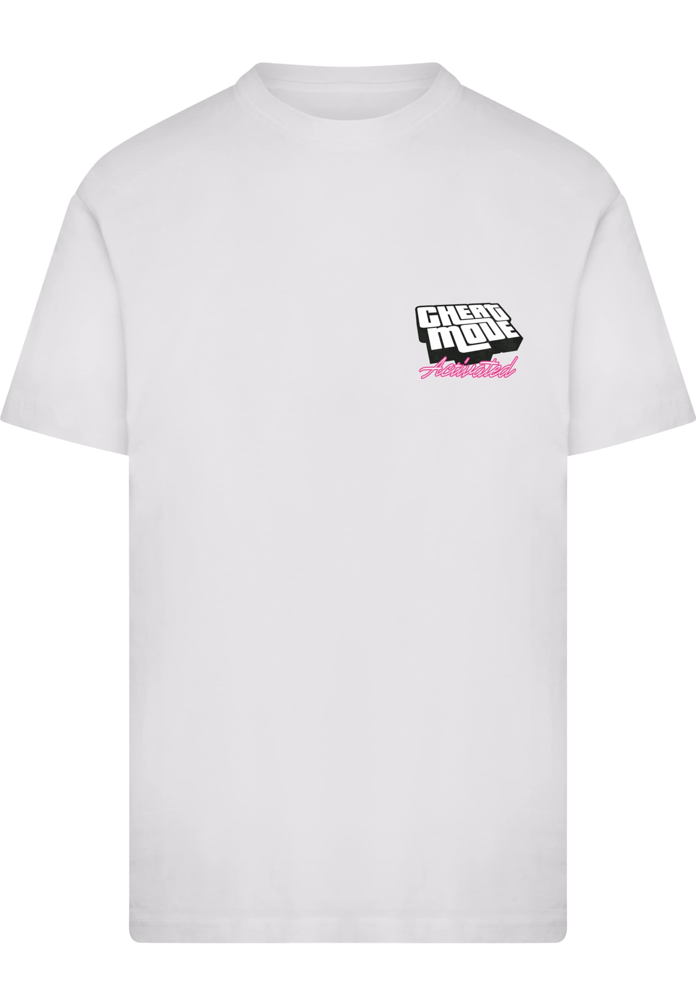 Maglietta 'Cheat Code Activated' di Mister Tee in bianco: frontale