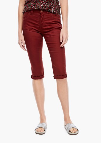 QS Slim fit Pants in Red: front