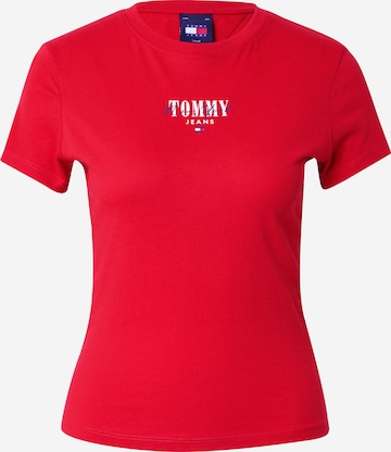Tommy Jeans Curve Μπλουζάκι 'Essential' σε κόκκινο: μπροστά