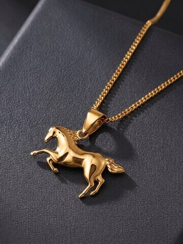 VANGUERATI Obesek '18K Solid Gold Horse Pendant | Detailed Equestrian Charm | 23x14mm' | rumena barva