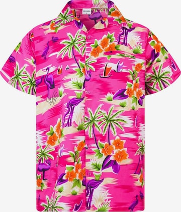 King Kameha Shirt 'Flamingos' in Pink: Vorderseite