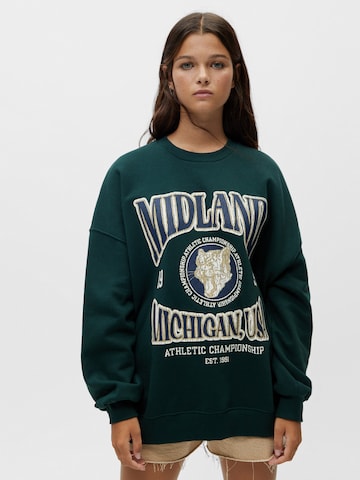 Sweat-shirt Pull&Bear en vert : devant