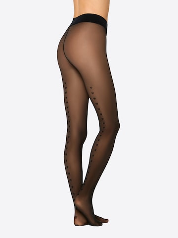 Nur Die Fijne panty ' Warm & Transparent Print ' in Zwart