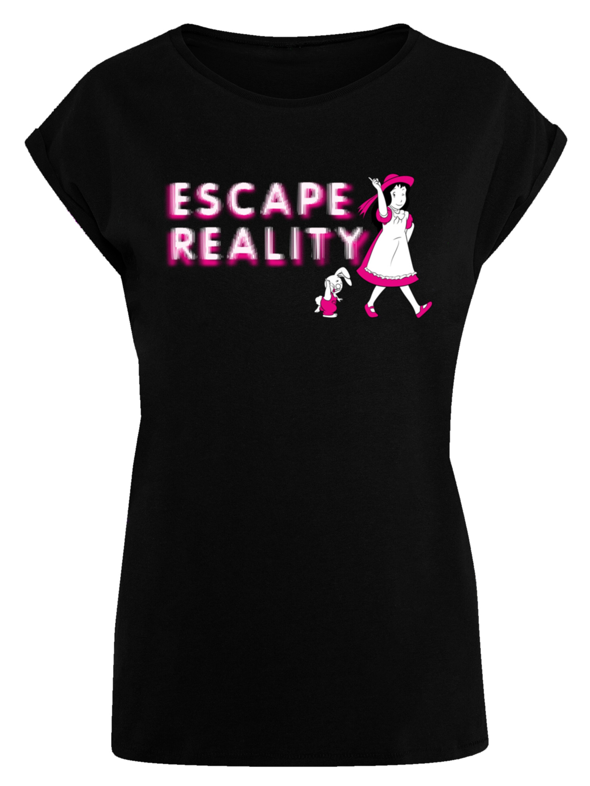 T-shirt 'Alice im Wunderland Escape Reality' F4NT4STIC en noir : devant