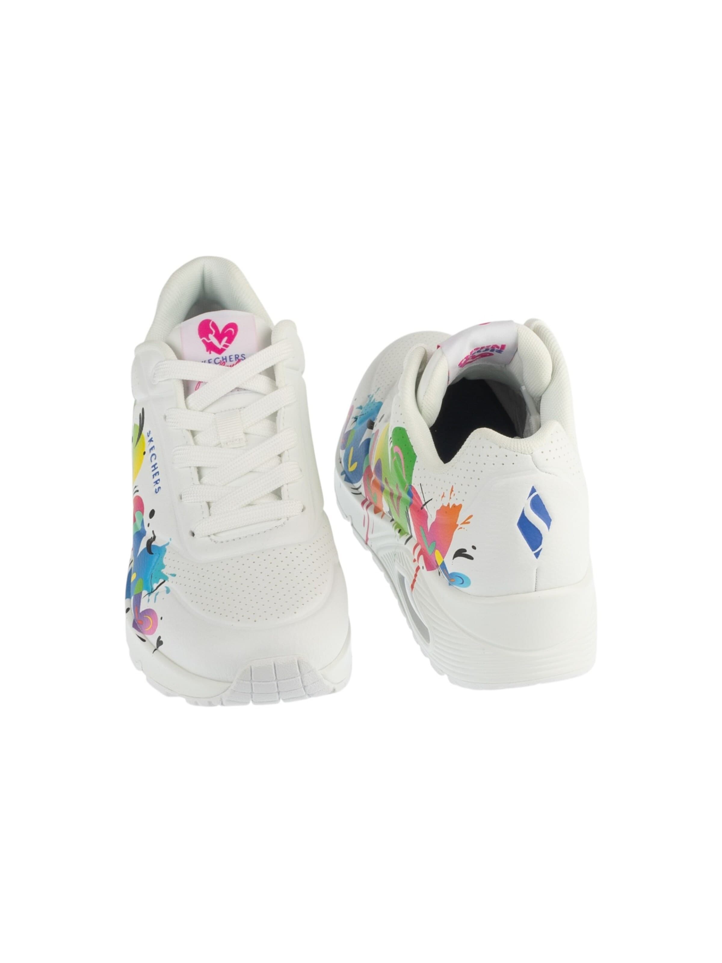 Chaussure à lacets 'Skechers Uno Schuhe weiß bunte Herzen 190008' SKECHERS en blanc
