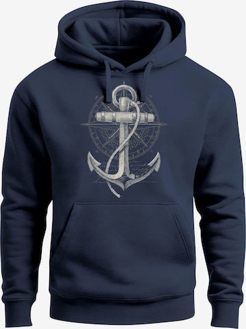 Neverless Sweatshirt 'Anker Kompass' in Blau: Vorderseite