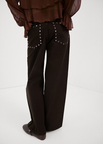 MANGO Wide leg Jeans 'Studs' in Brown