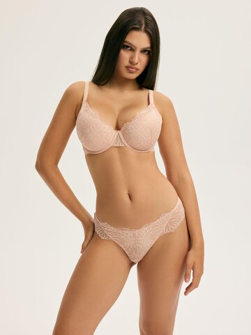 ESOTIQ - Panti 'Slip Celeste, florale Spitze, transparent, mit Baumwollzwickel' en beige