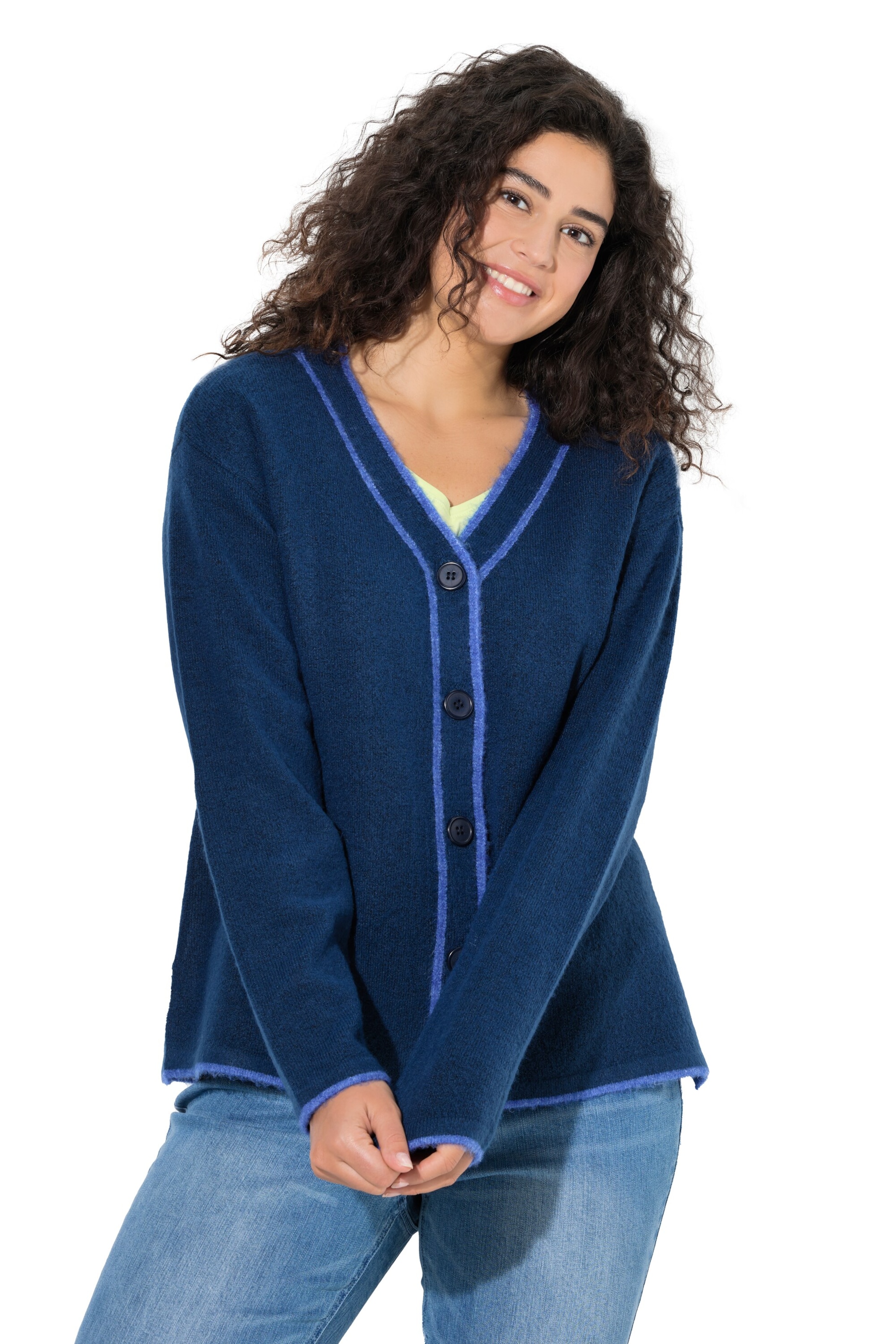 Ulla Popken Strickjacke in Blau: Vorderseite