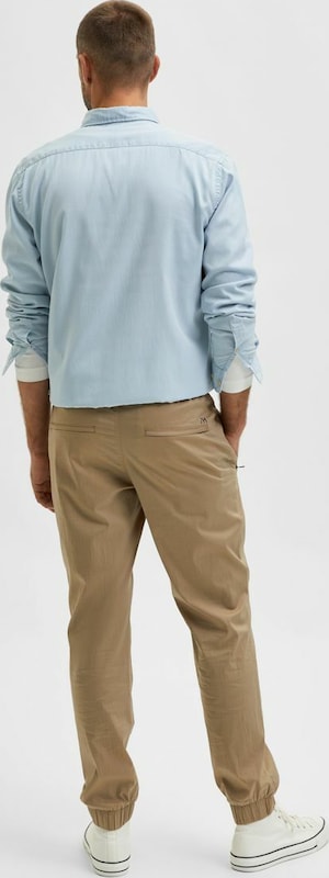 SELECTED HOMME Tapered Chinohose in Hellbraun