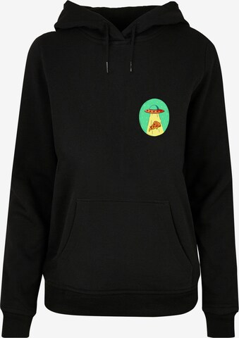 Mister Tee Sweatshirt 'Ufo Pizza' in Zwart: voorkant