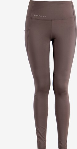 ENDURANCE Regular Workout Pants 'Tather' in Brown: front