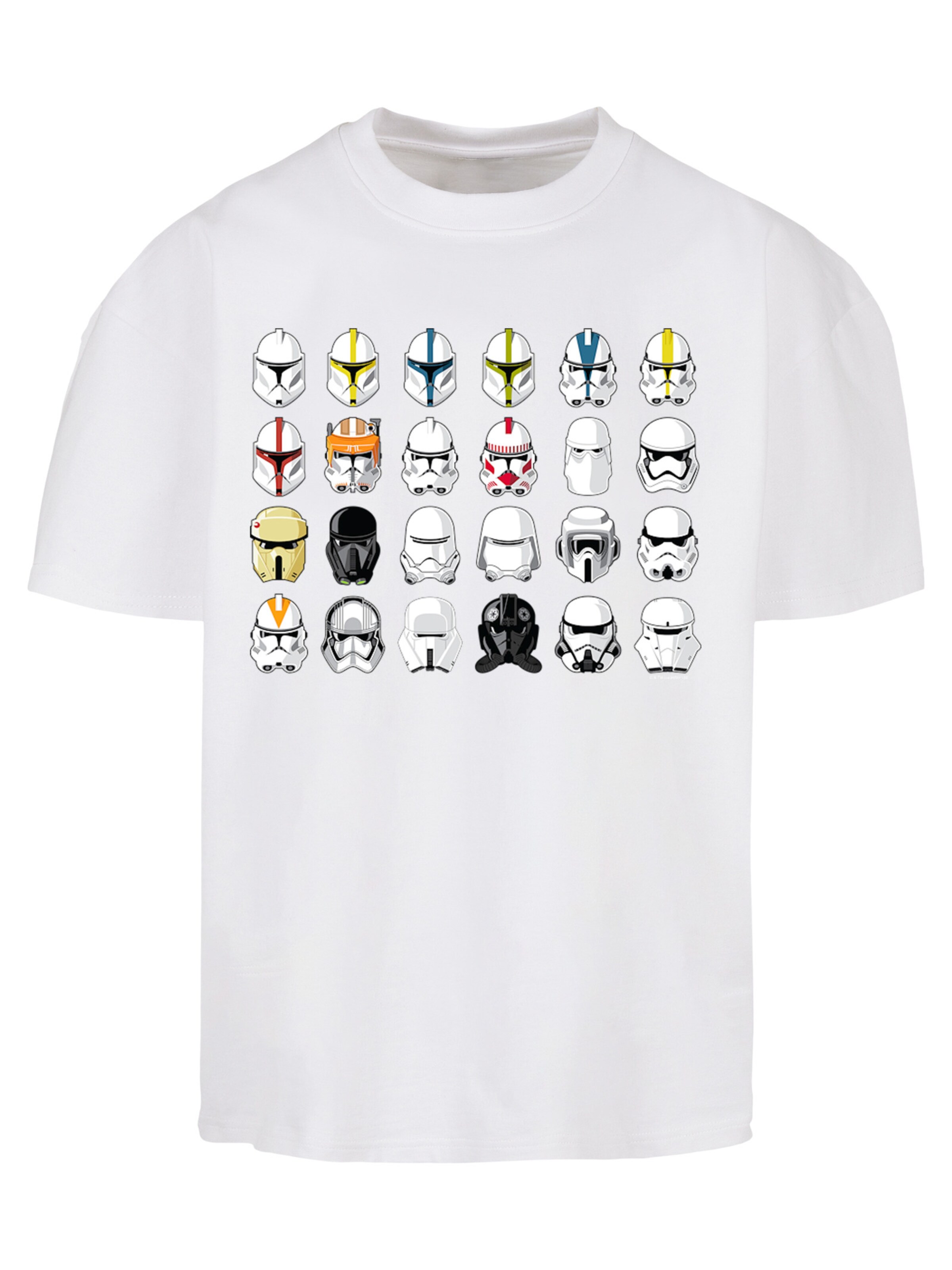 F4NT4STIC Shirt 'Star Wars Stormtrooper Helmets CAD' in Wit: voorkant