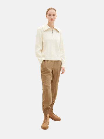 TOM TAILOR Tapered Trousers in Brown