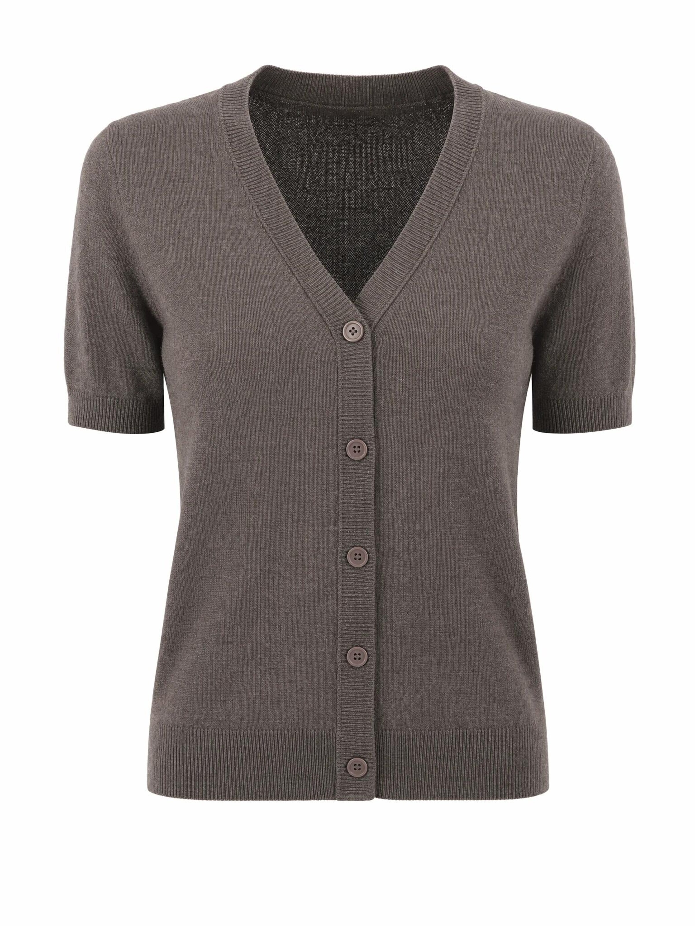 ARACH&CLOZ Strickjacke 'Cardigan Damen Wool Blend Strickjacke Kurz Cardigan V-Ausschnitt Strickmantel Knit Bolero mit Knopf'‌‌‌‌‌‌ in Braun: Vorderseite