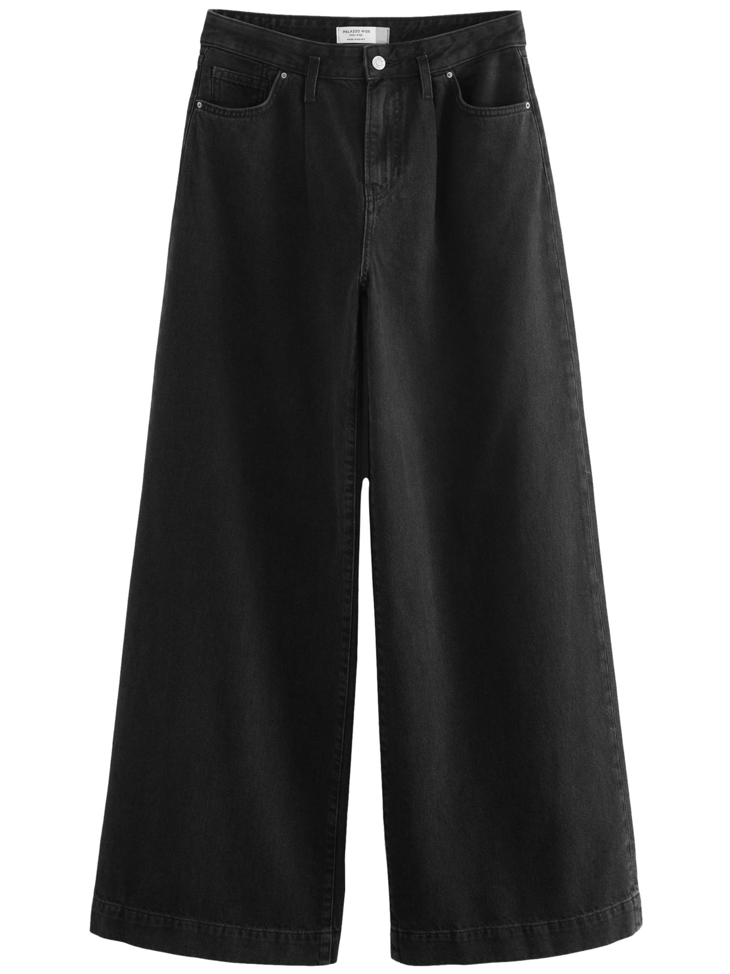 Next Широки крачоли Дънки с набор в черно: отпред