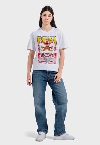 Oldskull T-Shirt 'Asian Lucky Dragon' in Weiß