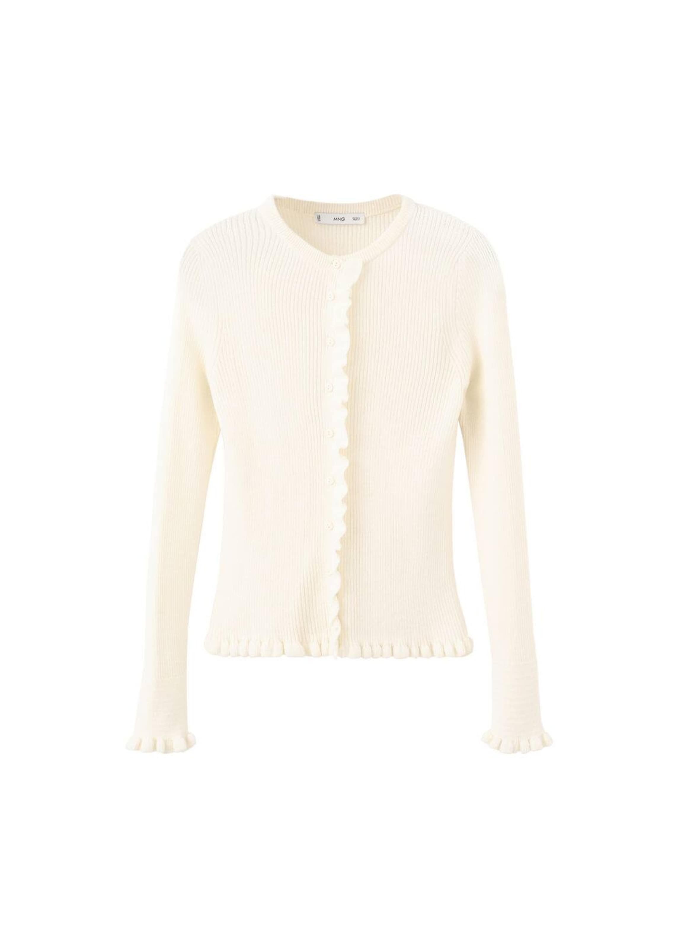 MANGO Knit Cardigan 'Waves' in Beige: front