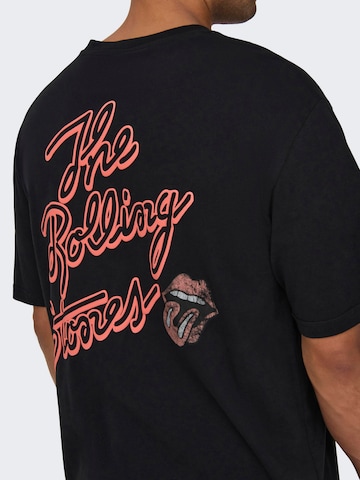 Only & Sons Shirt 'ROLLING STONES' in Black