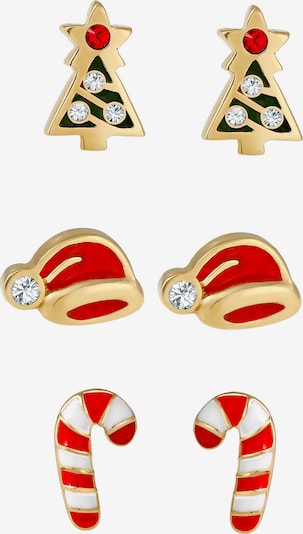 ELLI Uhani 'Weihnachten' | zlata / zelena / rdeča / bela barva, Prikaz izdelka
