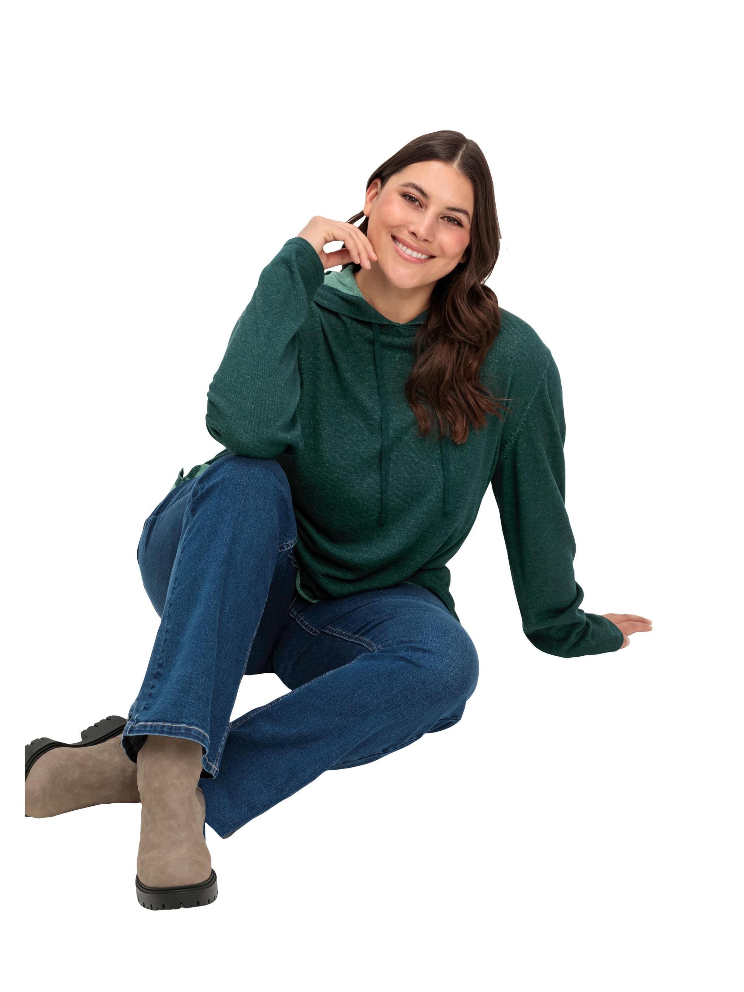 SHEEGO Bootcut Džínsy 'Anne' - Modrá