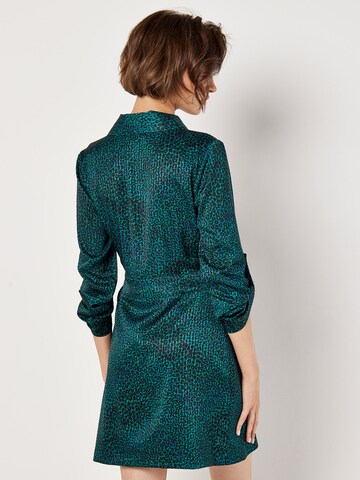 Apricot Animal Print Satin Wrap Mini Dress ' ' in Grün