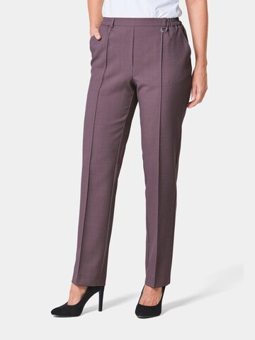 Coupe slim Pantalon à plis 'Martha' Goldner en rose : devant