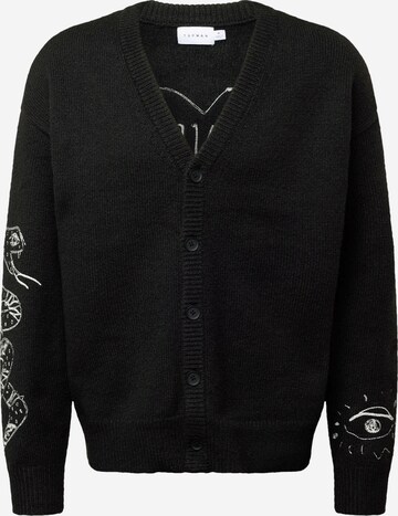 TOPMAN Knit Cardigan 'End Of Days' in Black: front