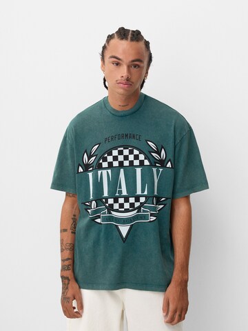 Bershka Тениска в зелено: отпред