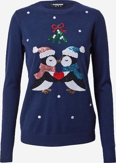 Fashion Union Kampsun 'PENGUINS KISSING' tumesinine / segavärvid, Tootevaade