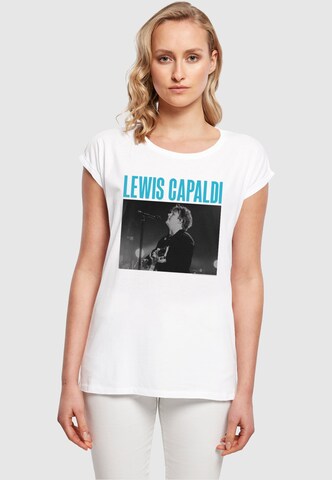 Merchcode Shirt 'Lewis Capaldi - Photo Tour' in Wit: voorkant
