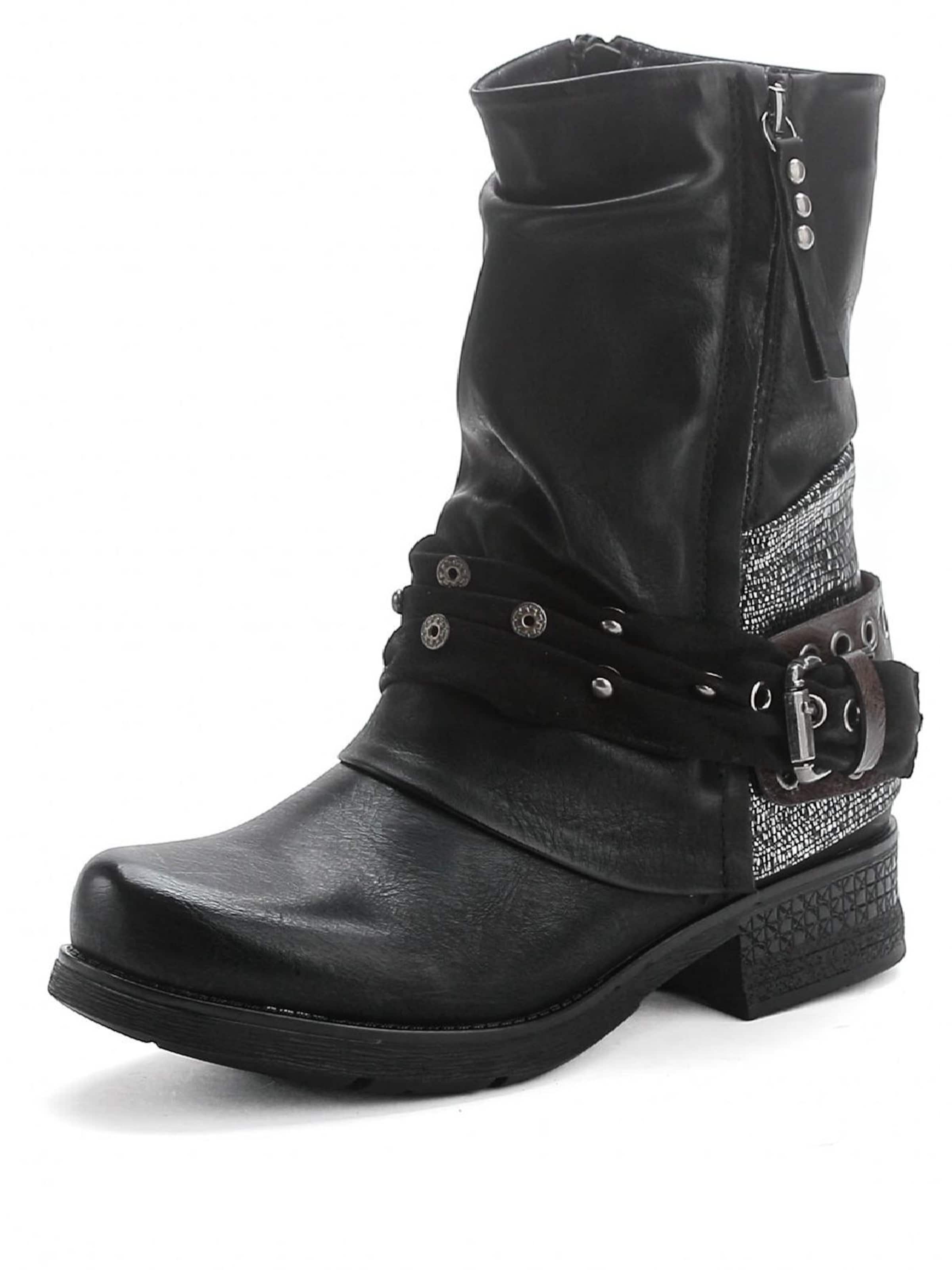 Pogolino Boots 'Damen Biker Stiefeletten Boots Nieten ST04' in Black: front