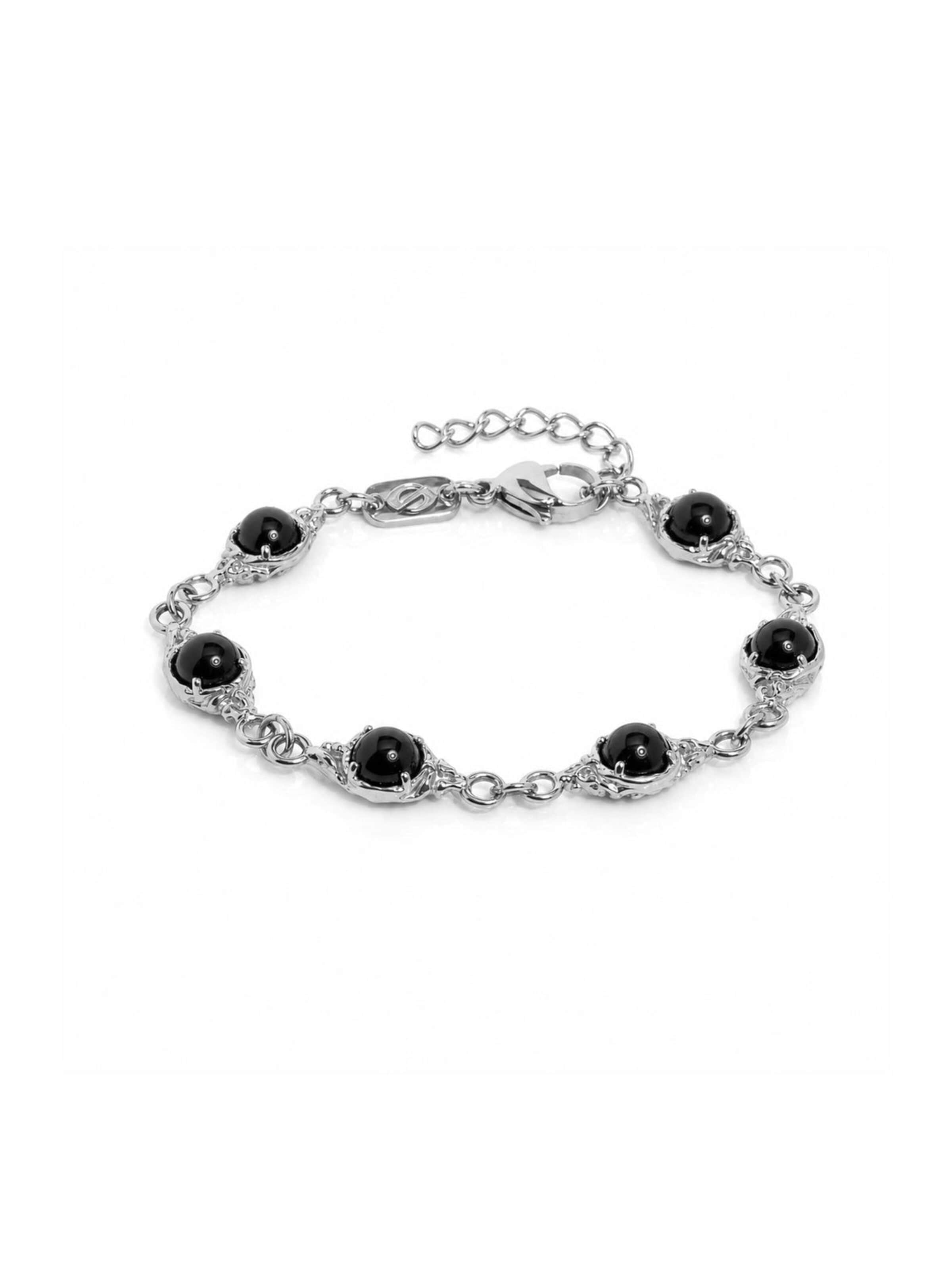 warpedsense Armband 'Black Synergy'‌‌‌‌‌‌‌‌‌ in Silber: Vorderseite