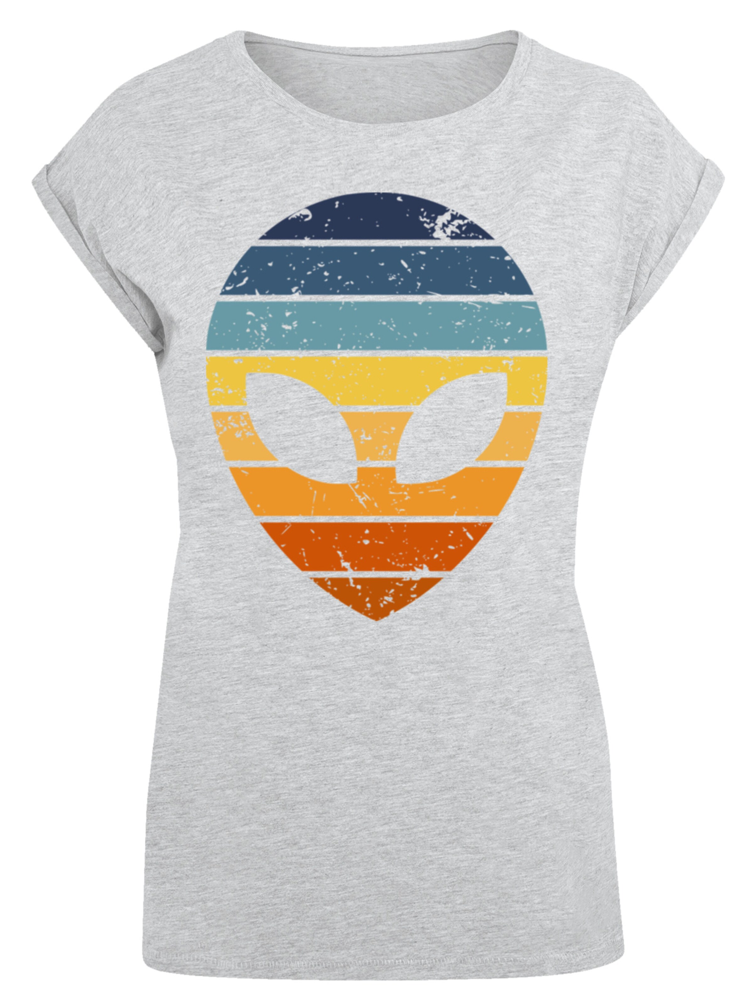 F4NT4STIC Shirt 'Alien Sonnenuntergang Retro' in Grijs: voorkant