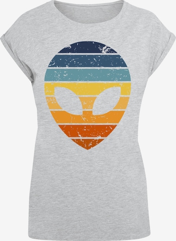 F4NT4STIC Shirt 'Alien Sonnenuntergang Retro' in Grijs: voorkant