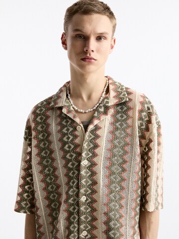 Pull&Bear Comfort fit Button Up Shirt in Green