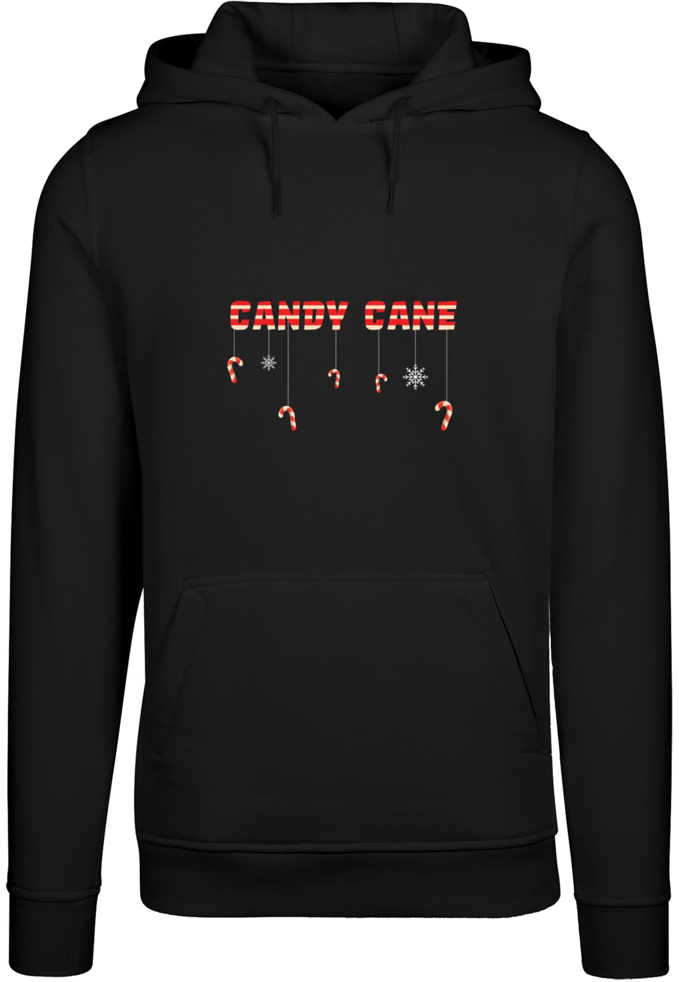 Merchcode Sweatshirt 'Candy Cane' in Zwart: voorkant