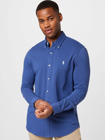 Slim fit Camicia di Polo Ralph Lauren in blu: frontale