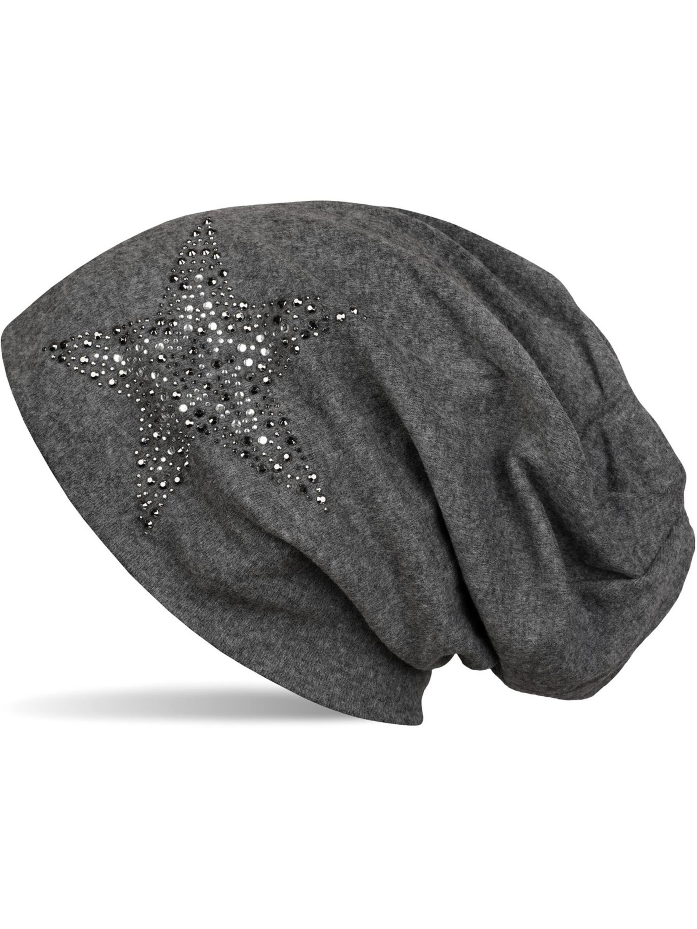 styleBREAKER Mütze 'Beanie Mütze mit Strass Nieten Stern'‌‌‌‌‌‌‌‌ in 54-64 in dunkelgrau, Produktansicht