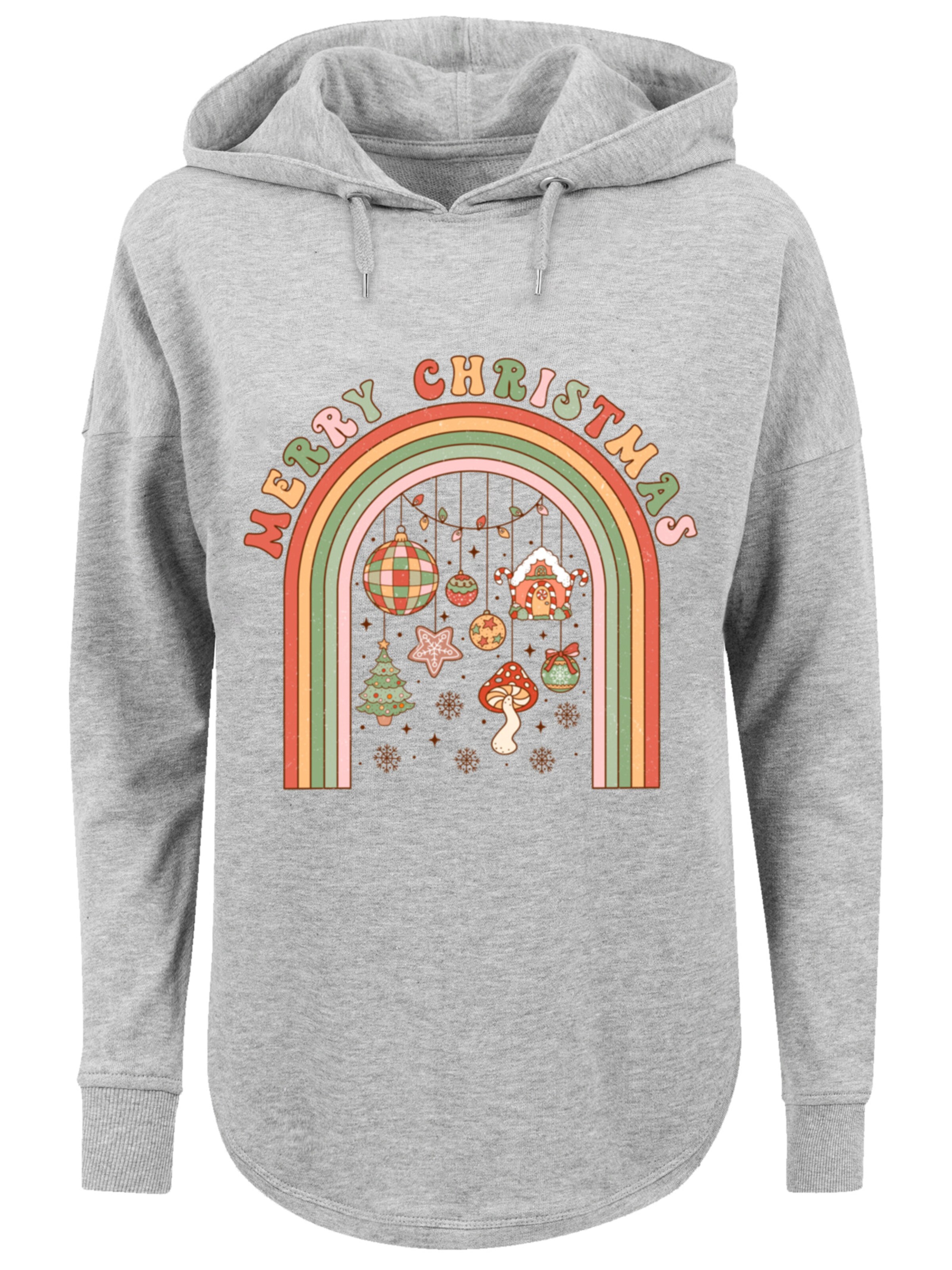 F4NT4STIC Trui 'Merry Christmas Cozy Vibes' in Grijs: voorkant