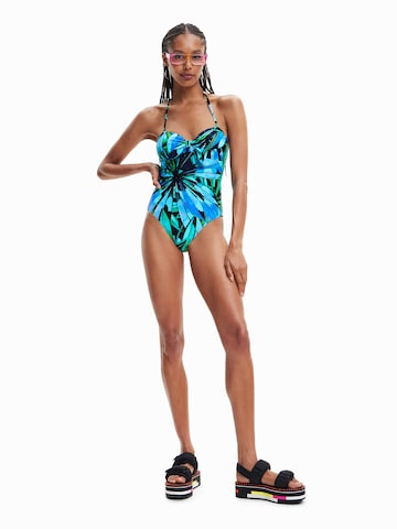 Desigual - Bustier Traje de baño 'Rainforest' en azul