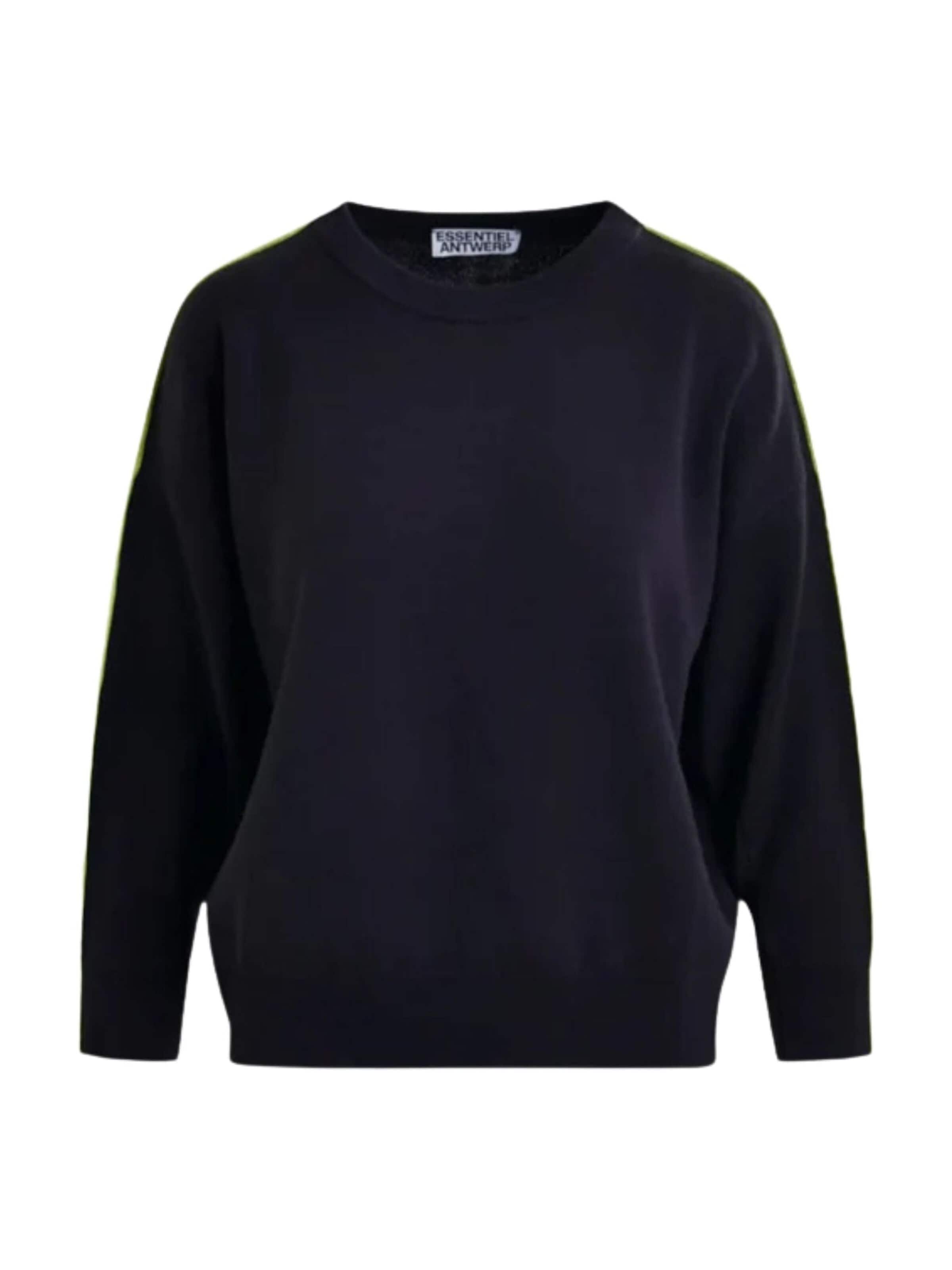 Pullover 'Navy fine-knit sweater with contrast details' di Essentiel Antwerp in nero: frontale