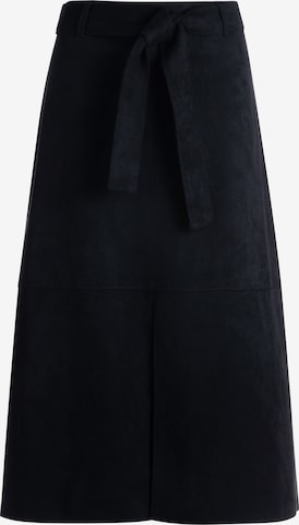 zero Midirock mit Bindegürtel in Schwarz: Vorderseite