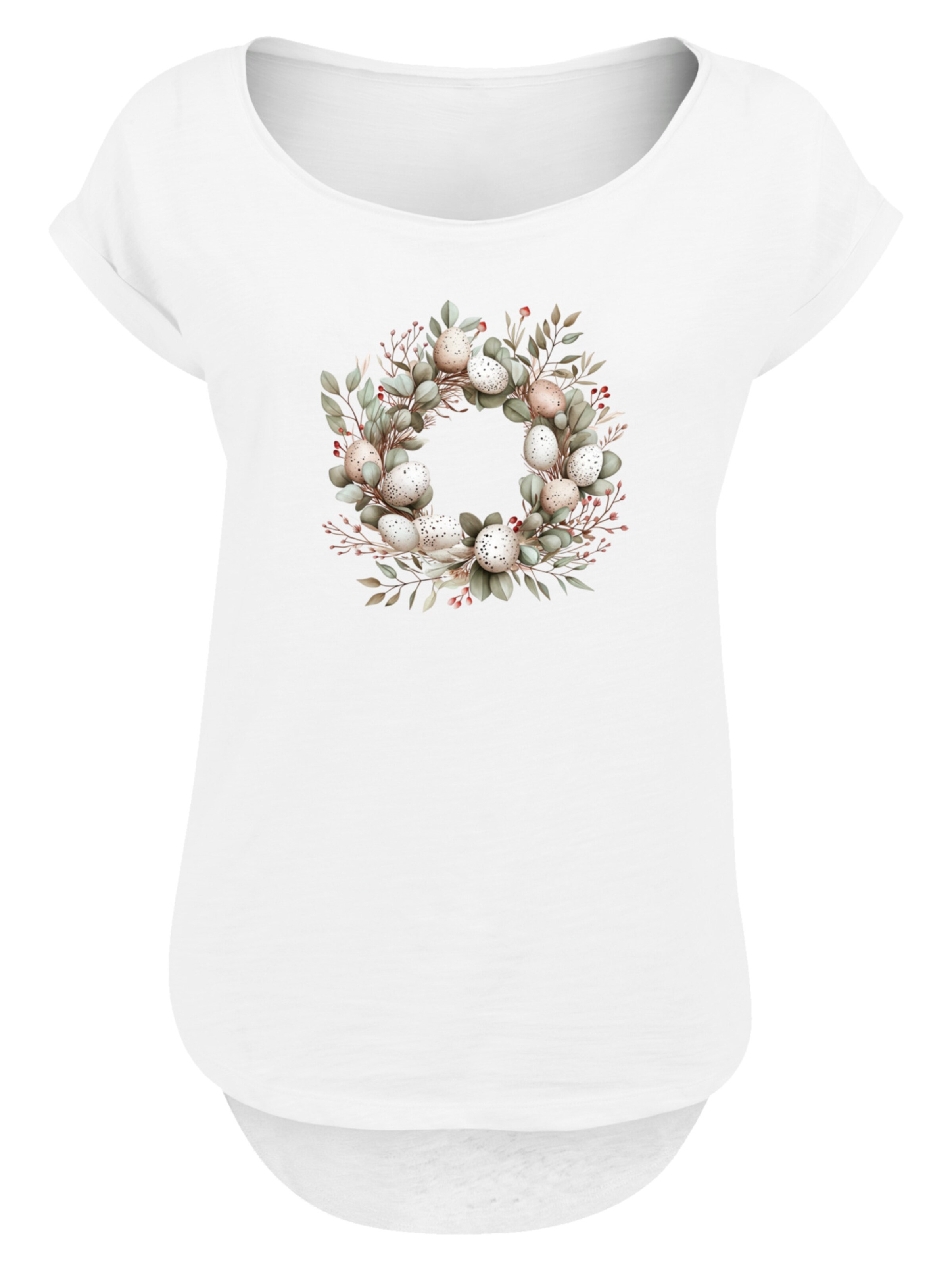 F4NT4STIC Shirt 'Osterkranz Eierkranz Blumenring' in White: front