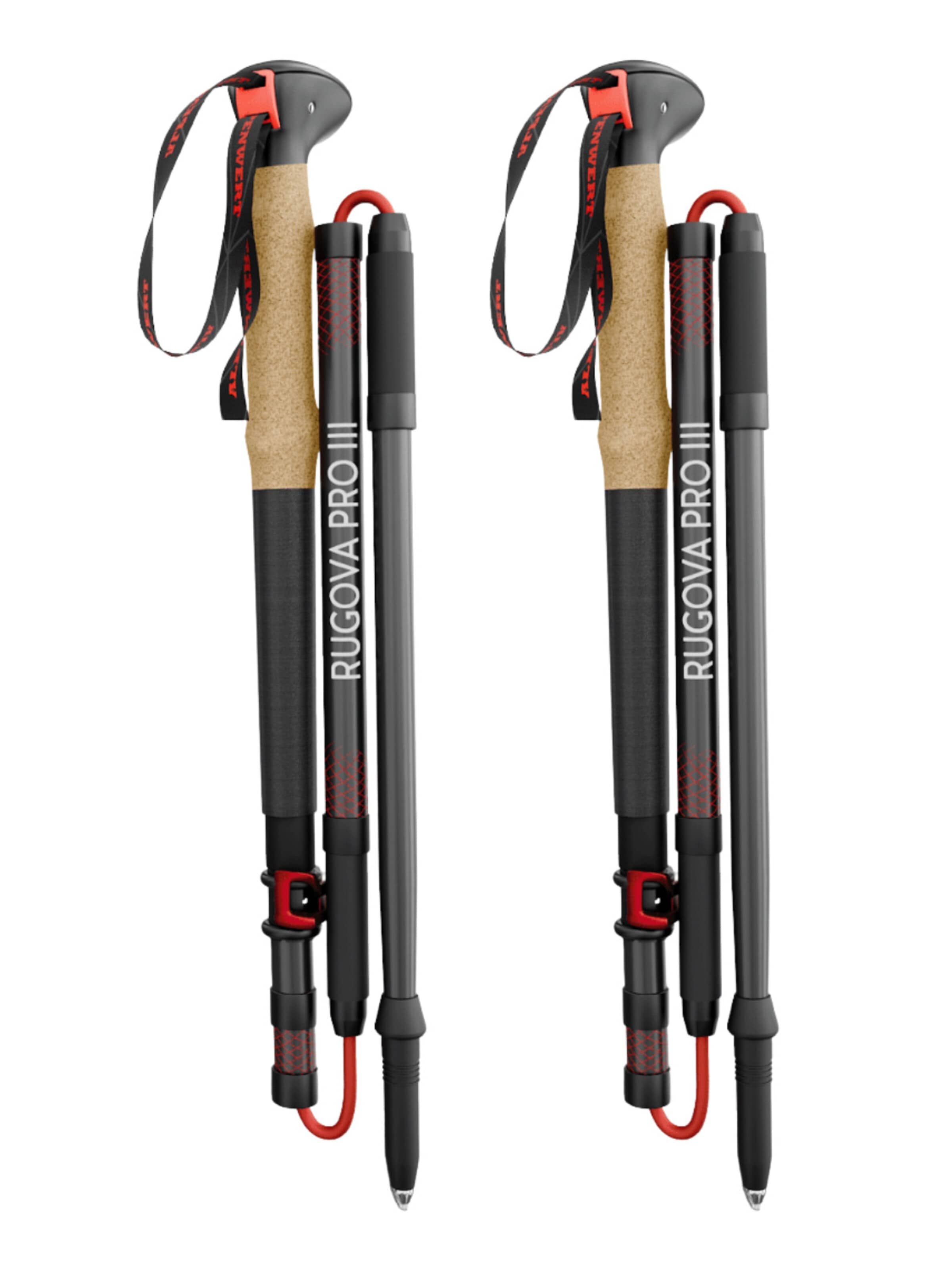 Alpenwert Outdoor-Equipment 'Faltbare Wanderstöcke'‌‌‌‌‌‌ in Schwarz: Vorderseite