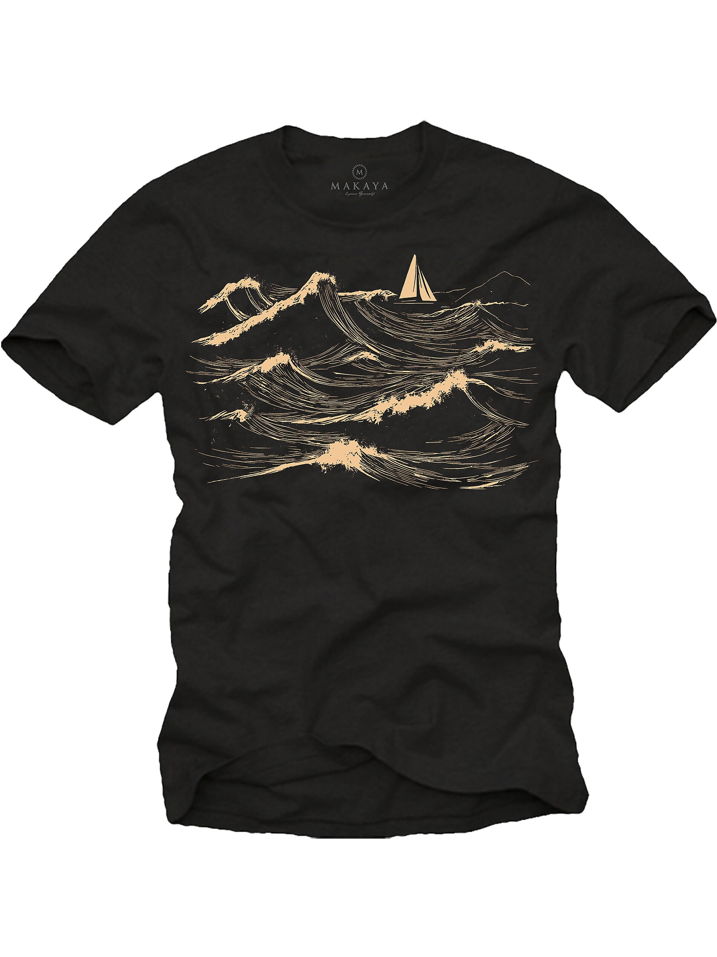 MAKAYA Shirt 'Segelboot' in Black: front