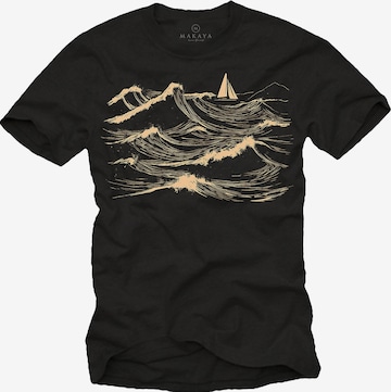 MAKAYA Shirt 'Segelboot' in Black: front